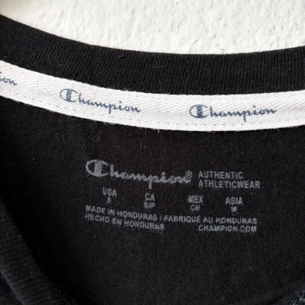 Champion Black Cropped Logo T-Shirt Size Small